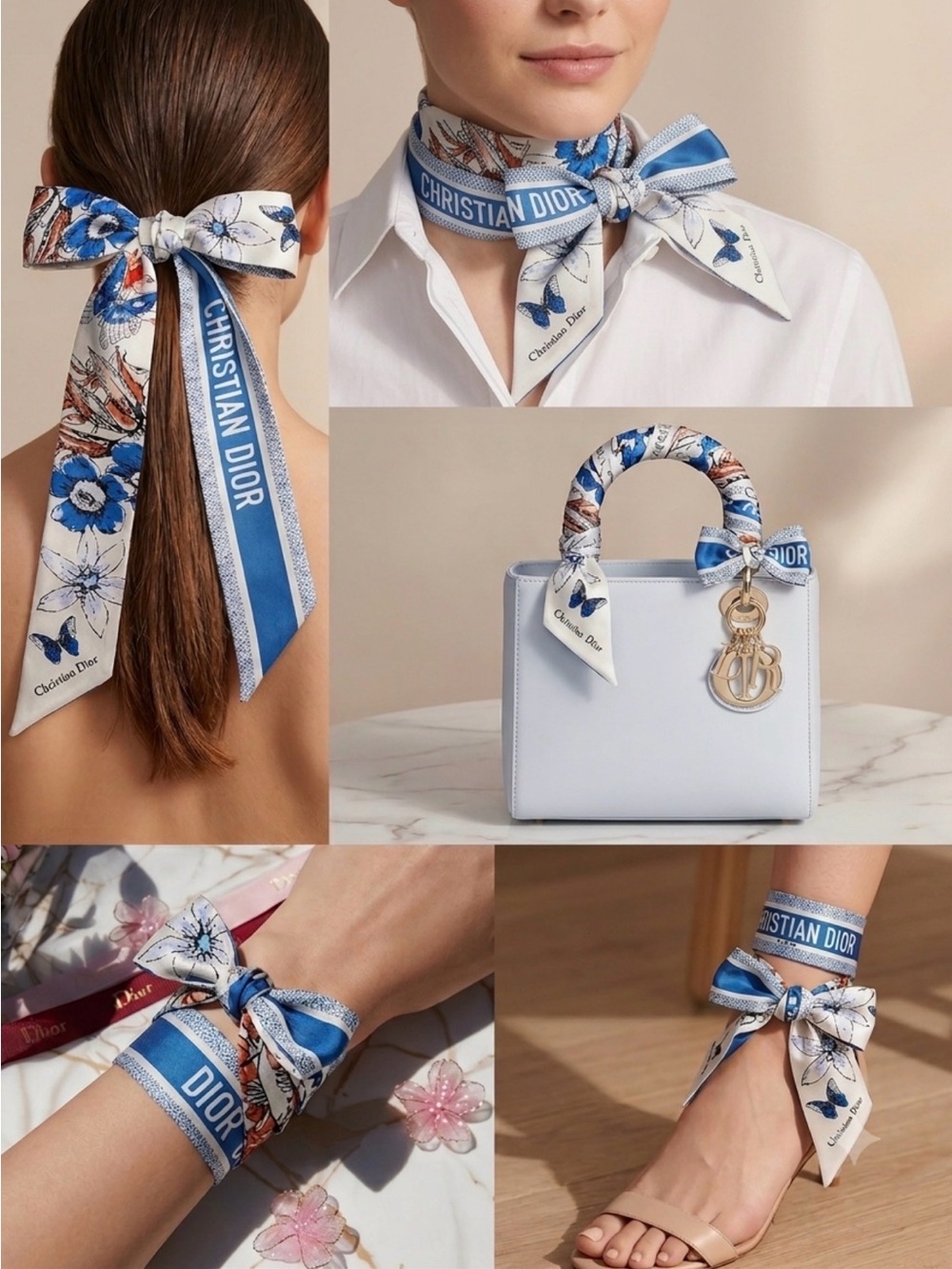 Dior mitzah twilly scarf 100% silk new with tag AMAZING no box no bag